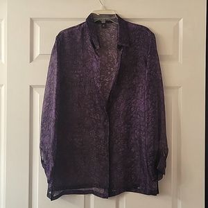Josephine Chaus 100% Silk Button Down Sheer Shirt GUC